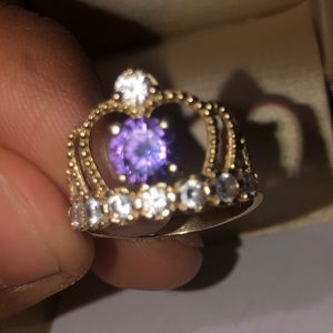 14k Gold Ring/Original diamond purple Gemstone
